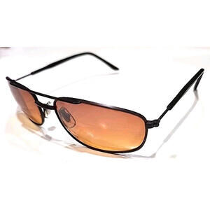 Foster Grant Gunmetal Black Amber Rectangle Sunglasses